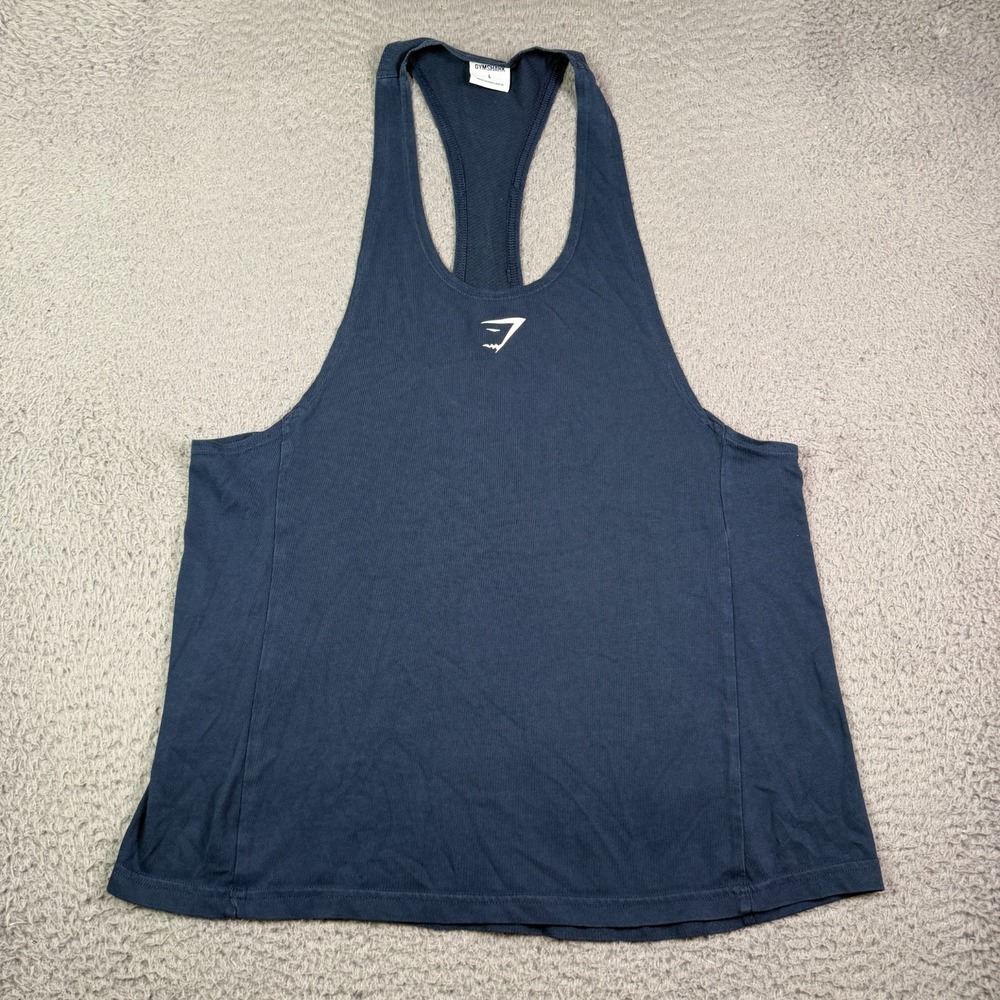 Gymshark Stringer Tank Top Shirt Mens Large Navy Blue Gym Workout Sleeveless